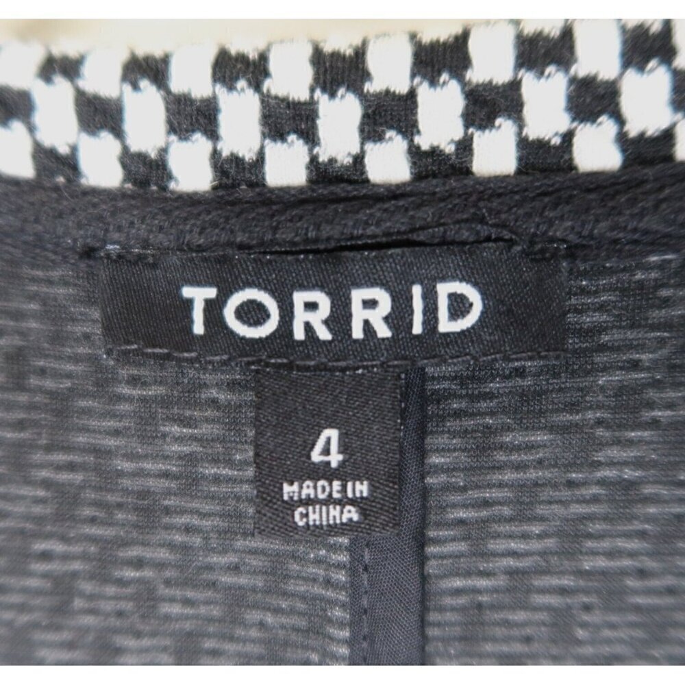 Torrid Zip Up Knit Jacket Black and White Checker 3/4 Ruched Sleeves Women's 4X - Picture 9 of 11